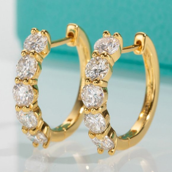 Jewelry - Certified 3ct. t.w. Moissanite Diamond 2cm Huggie Hoop Earrings NEW A